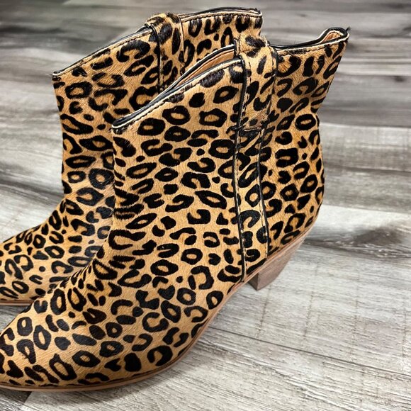 Frye & Co Maley Leopard Stacked Block Heel Ankle Boots Women’s Size 7.5 - Picture 4 of 8
